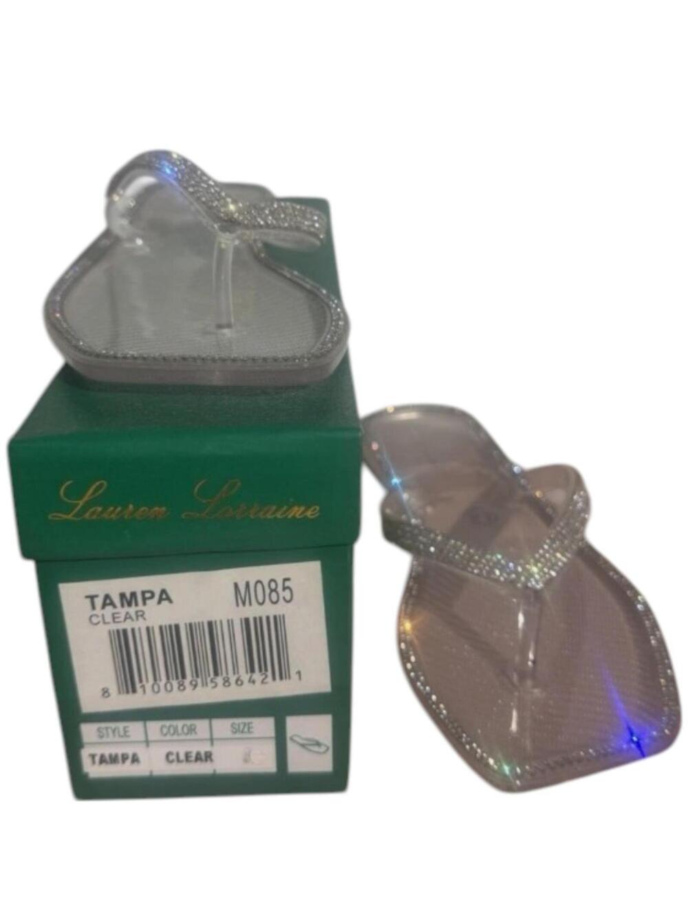 Lauren Lorraine Tampa Clear Rhinestone Sandals Womens Size 7 Bling Slide New - Picture 6 of 6